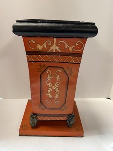 Hand Painted Florentine Style Wooden Wastebasket Trash Can 16in