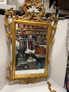 Vintage Rococo Style Gold Gilt Wall Mirror 46 x 26 See Photos