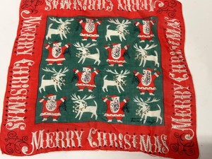 Tammis Keefe Merry Christmas Santa Reindeer Handkerchief 14�� Sq