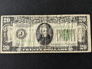 1934 Green Seal $20 Dollar Note