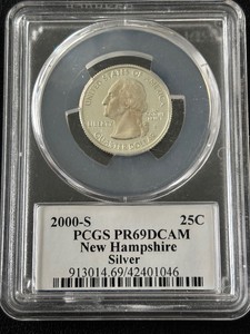 2000-S New Hampshire Silver Quarter Proof PCGS PR69 Deep Cameo
