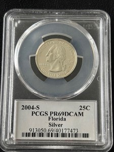 2004-S Florida Silver Quarter Proof PCGS PR69 Deep Cameo