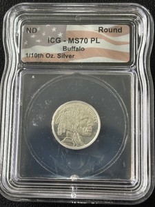 110 Ounce .999 Fine Silver Round ICG MS70