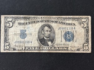 1934 A Blue Seal $5 Dollar Silver Certificate