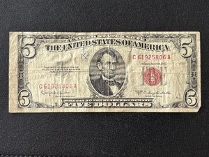 1953 C Red Seal $5 Dollar Note