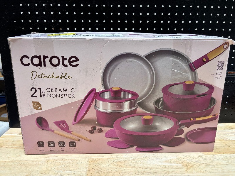 Carote 21 Piece Ceramic Detachable Handle Pot and Pan Set