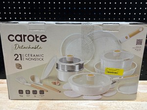 Carote 21 Piece Ceramic Detachable Handle Pot and Pan Set