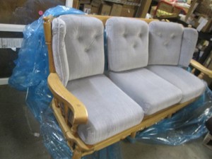 Solid oak frame couch with cushions. brand new