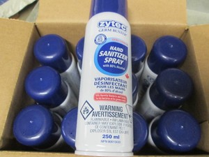 12 Spray cans of Zytec sanitizer spray