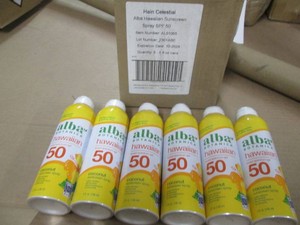 12 Spray cans of Alba SPF 50 coconut sunscreen spray dated 10-24