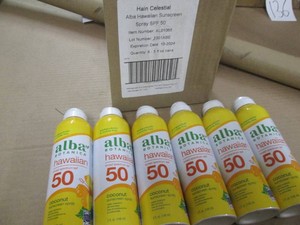 12 Spray cans of Alba SPF 50 coconut sunscreen spray dated 10-24