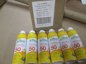 12 Spray cans of Alba SPF 50 coconut sunscreen spray dated 10-24