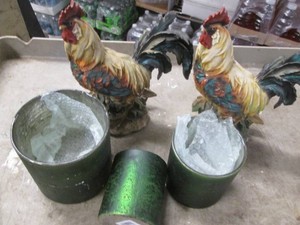 Candle holders and chicken decor