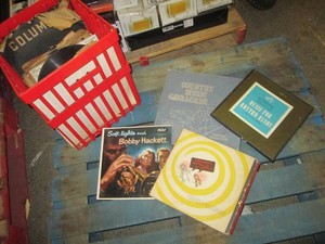 Crate filled with vintage records