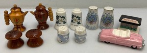 Misc. Collectible Salt And Pepper Shaker Sets Including Car With Hot Dog Stand And More