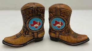 Collectible Vintage Texas Cowboy Boots Salt And Pepper Shaker Set