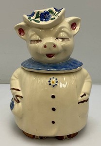1940s Winnie Pig Shawnee Cookie Jar (Hairline Cracks Present And Chip On Inner Rim) 11 12