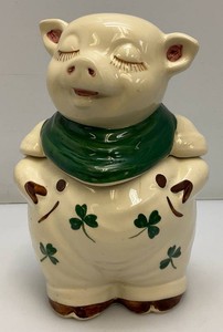 1940s Smiley Pig Shawnee Cookie Jar (Hairline Crack Present) 11 12