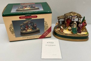 Collectible Mr. Christmas Away In The Manger Animated, Hand Crafted Nativity Scene With 20 Christmas hymns In Original Box