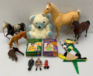Vintage Toy Horses Including Hard To Get Breyer Horse (Tail Touching) Ear Tips Broke, Breyer Pony Broken Tail And More