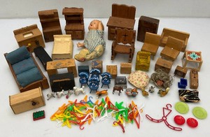 Vintage Handmade Wooden Doll House Furniture