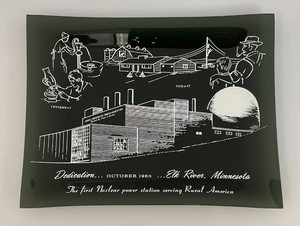 1963 October Dedication ELK RIVER Minnesota First Nuclear Power Station Glass Ashtray 7 x 8 34