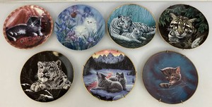 Group Of Collectible Animal Plates Including Cats, Tigers And More
