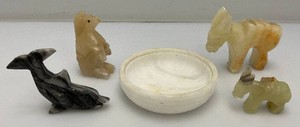 Misc. Miniature Hand Carved White Onyx Animals And More
