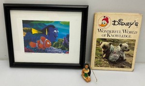 Vintage Disney Framed behind Glass Little Nemo 12 34 x 15 34 And Disney Book Wonderful World Of Knowledge Book