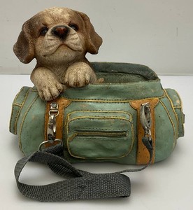 Hanging Dog Bag planter 7.5 x 9 (Piece Missing On Bottom Corner Back)