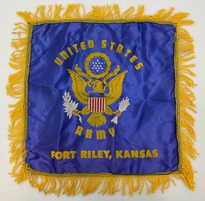 Vintage United States Army Fort Riley Kansas Send back Pillow Case 16 x 16