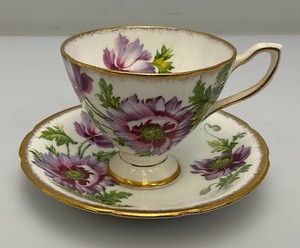 Vintage Taylor Kent English Country Rosina Purple Peony Teacup And Saucer