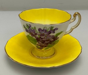 Vintage Collectible Adderley Sunny Yellow Floral Teacup And Saucer