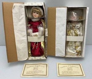 Misc. Collectible Heritage Signature Collection Porcelain Dolls Including Angel Doll And Xmas Doll Caroline In  Original Boxes