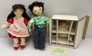Misc. Collectible Porcelain Dolls Including Playing Footsie And More Most In Original Boxes