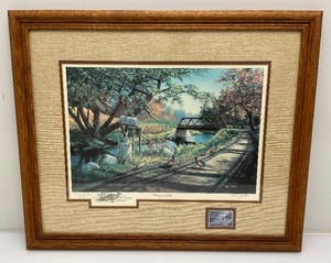 Framed Behind Glass KEN ZYLLA Commerative Print Pencil Signed Nary A Care 20.5 x 24.5