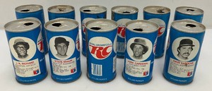 Collectible 1970s RC Cola Baseball Stars Pop Top Tin Cans