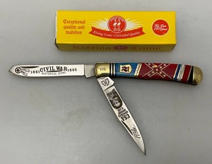 New Kissing Crane Two Blade Folding Civil War Themed Pocket Knife 3 12 Blades