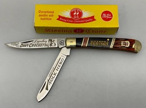 New Kissing Crane Two Blade Folding Davy Crockett Themed Pocket Knife 3 12 Blades