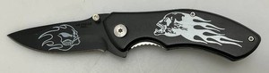 New 3 Blade Folding Pocket Knife With Skull Theme