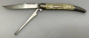 Vintage Collectible Imperial Providence RI Usa Mother Of Pearl Folding Fishing Knife With 4 Blade Scaler And Bottle Opener