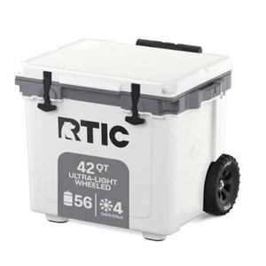 RTIC Outdoors 22qt Ultra Light Wheeled Hard Sided Cooler - White Polypropylene Construction