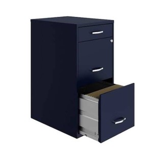 Space Solutions 18 Deep 3 Drawer Mobile Letter Width Vertical File Cabinet Navy