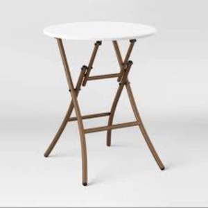 Steel Round French Cafe Outdoor Patio Bistro Table Beige - Threshold