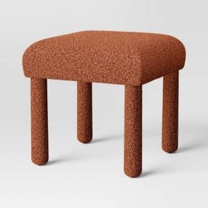 Upholstered Square Stool Ottoman Rust Boucle - Room Essentials