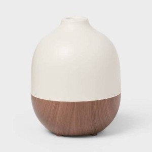 White Top and Woodgrain Base 300ml Large Diffuser - Threshold Ultrasonic Aroma, 8hr Run Time, Auto Shut-Off