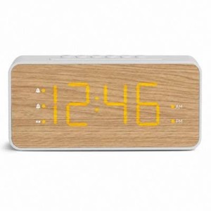Capello Extra Large Display Digital Alarm Clock with USB AC WhitePine