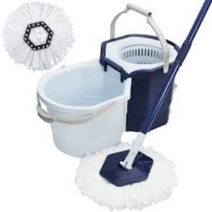 Casabella Clean Water Spin Mop with Extra Refill Portable Microfiber Floor Cleaning Tool for Multi-Surface Use