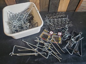 Huge Lot of Peg Board Metal Hooks Hangers and More
