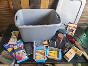 Craftsman Sander, Snadpaper, Drywall in Bin w Cover